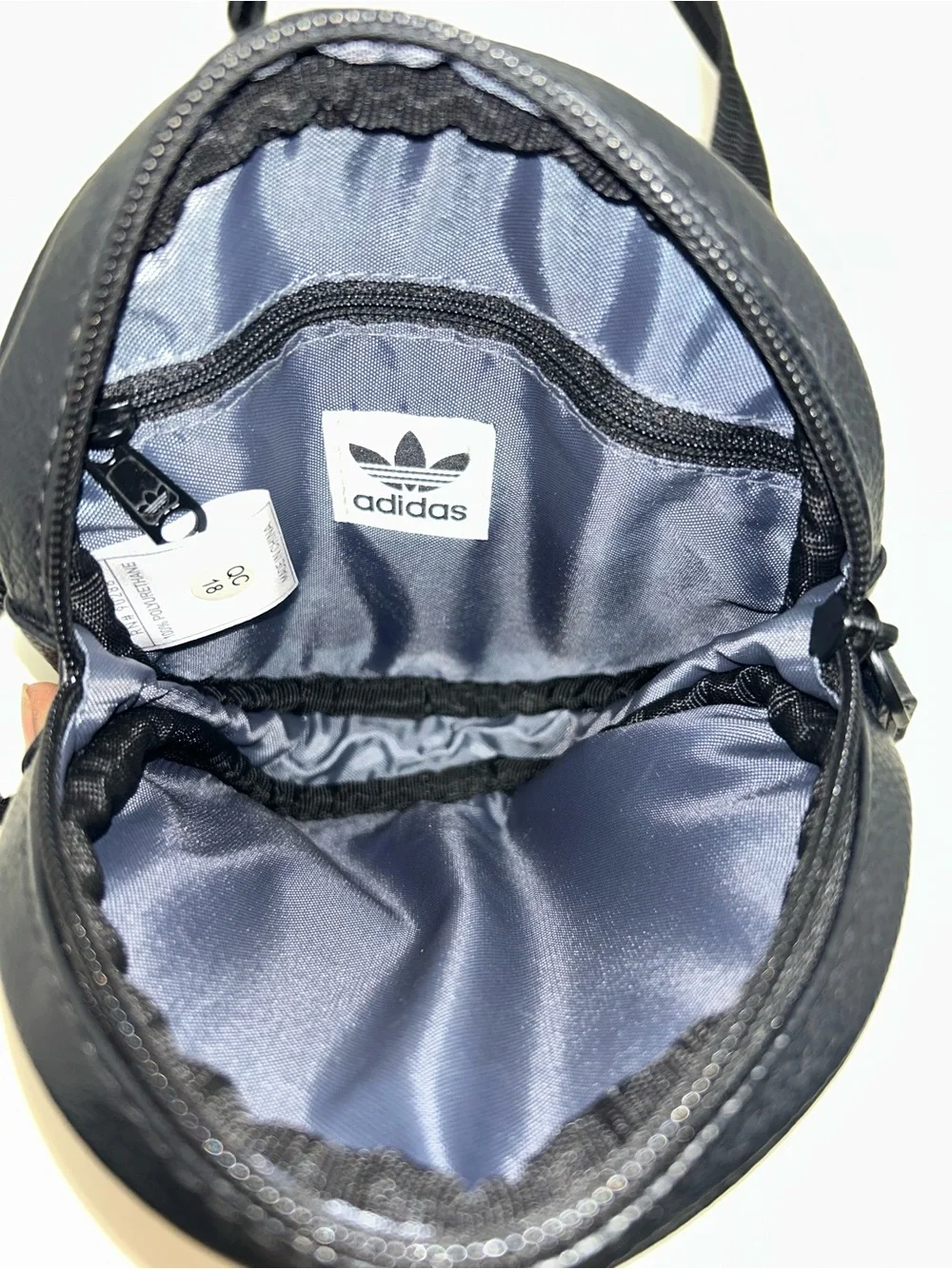 Adidas Originals Black Faux Leather Circle Waist Pack Wristlet Trefoil Logo